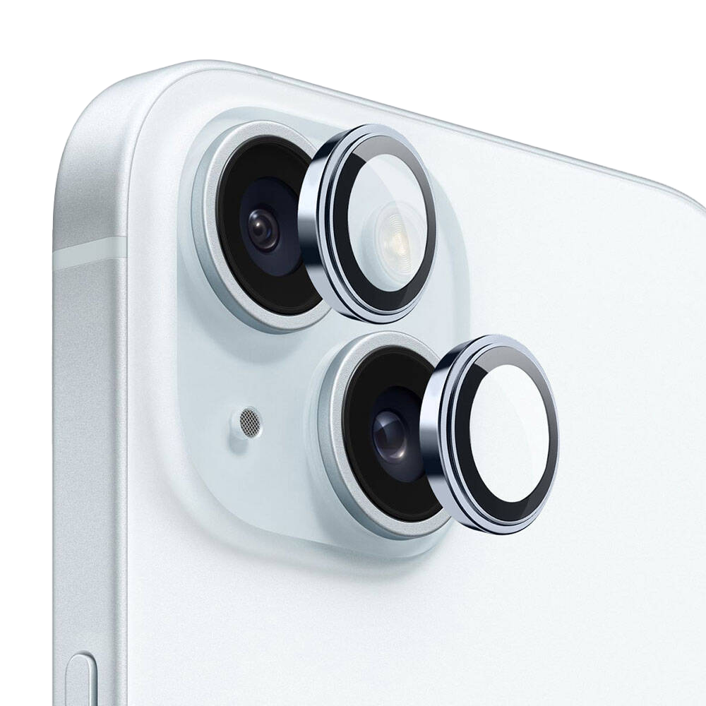 iPhone 15 Plus Hd Lens Koruyucu Mavi Çerçeveli