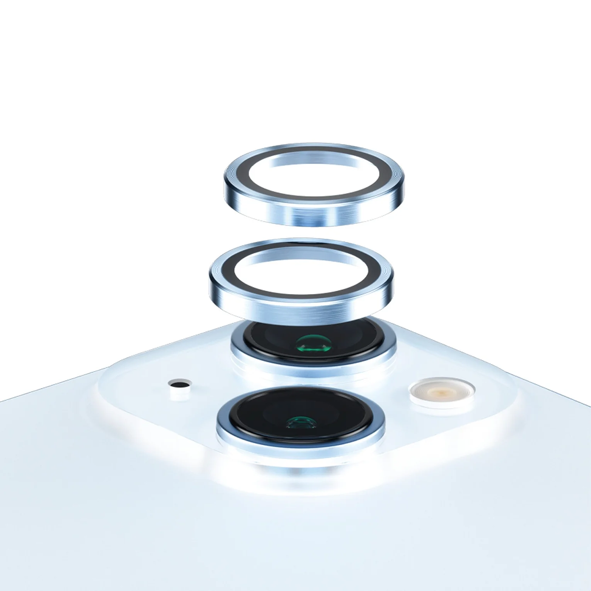 iPhone 15 Plus Hd Lens Koruyucu Mavi Çerçeveli - Görsel 2